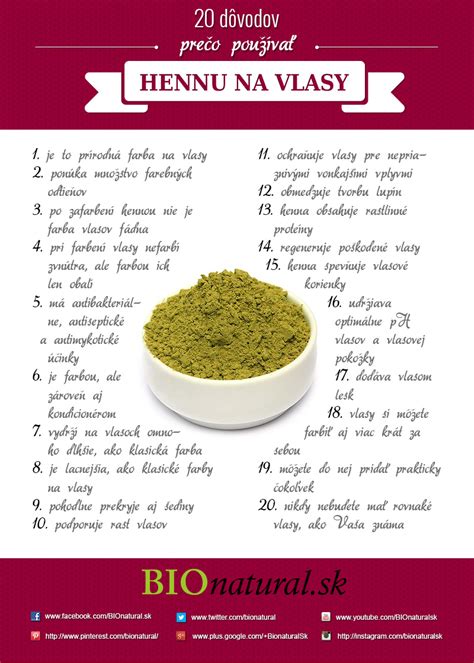 infografika 20 dôvodov prečo používať hennu