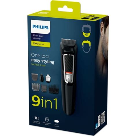 Ilustrácia multifunkčného zastrihávača Philips Multigroom Series 3000 s rôznymi nadstavcami