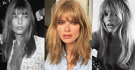 žena s kaskádovým strihom dlhých vlasov a ofinou