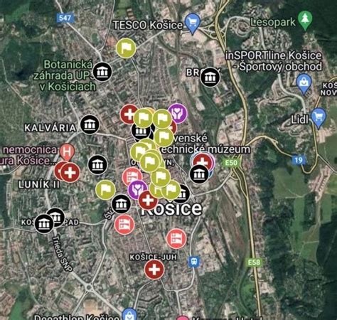 Mapa Košíc s vyznačenou lokalitou Luník 7