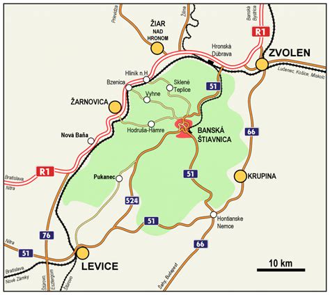 Mapa Banskej Štiavnice s vyznačenou polohou salónu