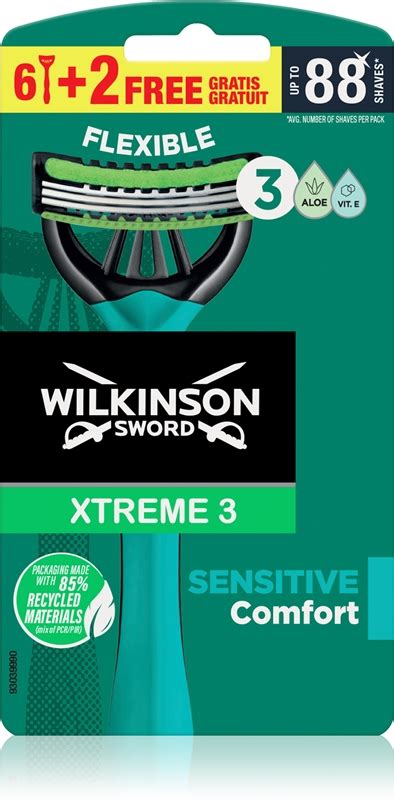 Detailný pohľad na holiaci strojček Wilkinson Sword Xtreme 3 Sensitive Comfort