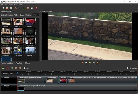 Rozhranie programu na strihanie videa