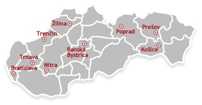 Mapa Slovenska s vyznačeným regiónom Žiar nad Hronom