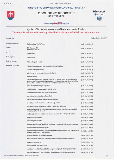 Štruktúra obchodného registra