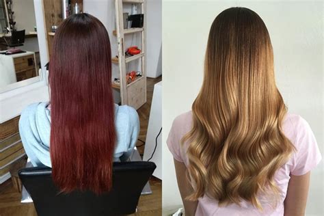 Pred a po prefarbení čiernych vlasov na červeno