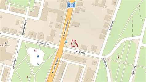 Mapa s vyznačenou polohou kaderníctva v Prievidzi