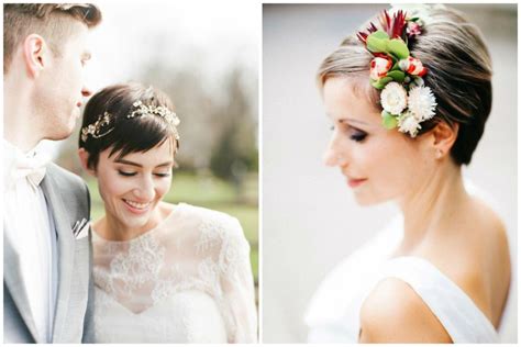 Svadobný účes s kvetmi pre krátke vlasy