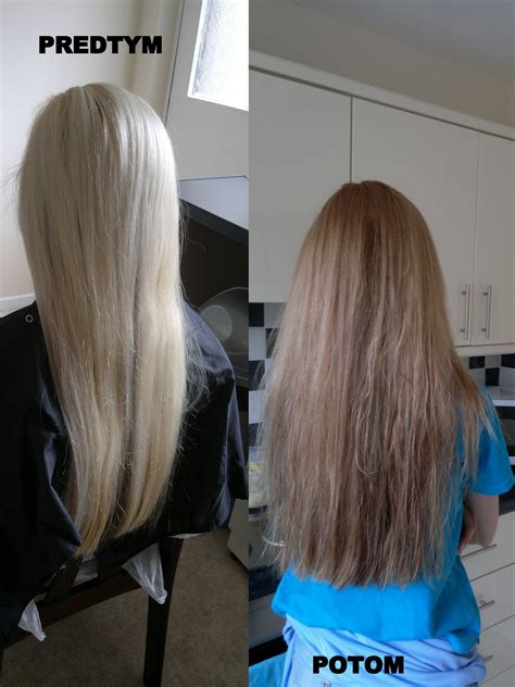 Blond vlasy pred a po predĺžení