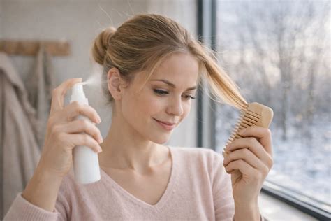 Žena si zapletá vlasy do županového opasku