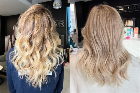 Príklad melírovania balayage na dlhých blond vlasoch