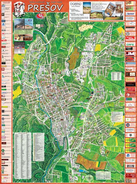 Mapa Prešova s vyznačenými kaderníctvami