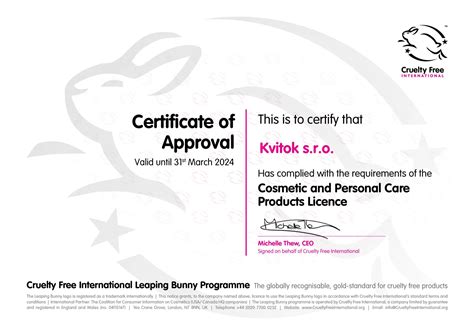 Medzinárodný certifikát HCS pre kozmetiku netestovanú na zvieratách