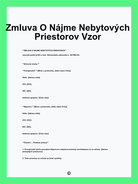 zmluva o nájme nebytových priestorov