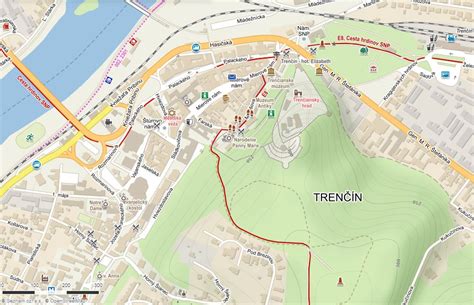 Mapa Trenčína s vyznačenými kaderníckymi salónmi