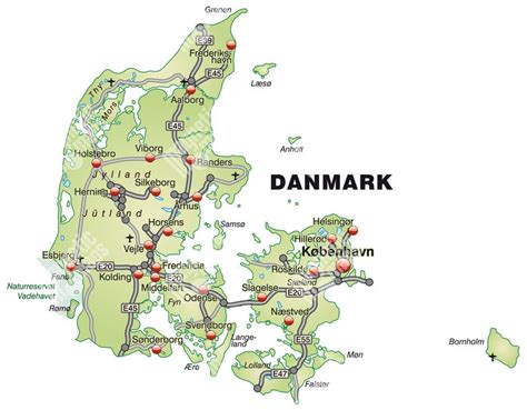Mapa Dánska s vyznačením Mariager