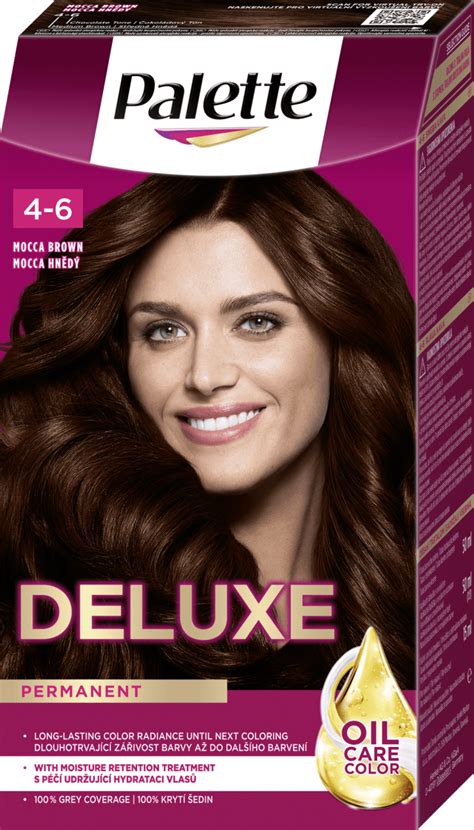 Detailný záber na balenie farby na vlasy v odtieni stredne hnedá