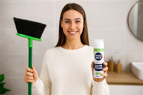 čistenie zrkadla penou na holenie