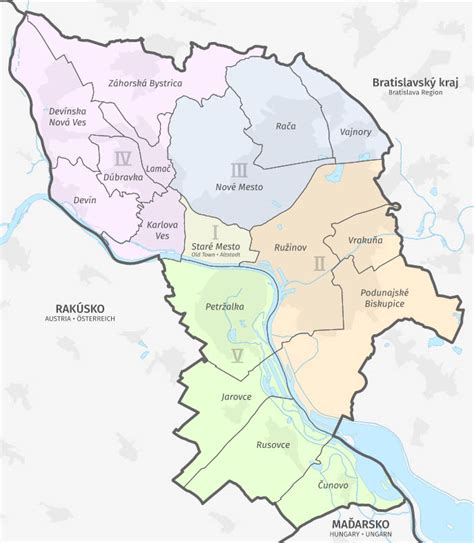 mapa mestskej časti Ružinov s vyznačenými službami