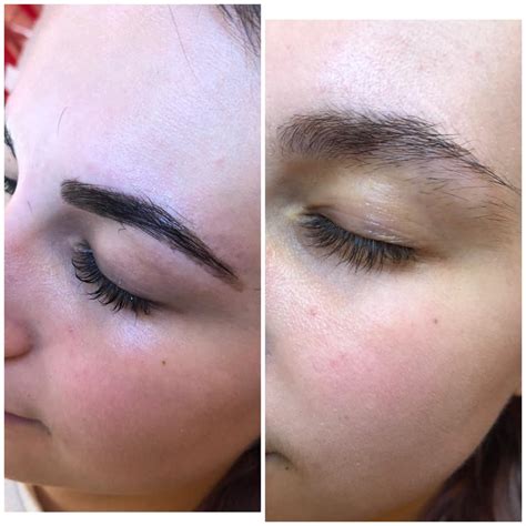 Detailný záber na ženské obočie upravené ceruzkou