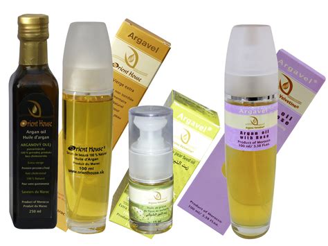 Rôzne kozmetické produkty s arganovým olejom