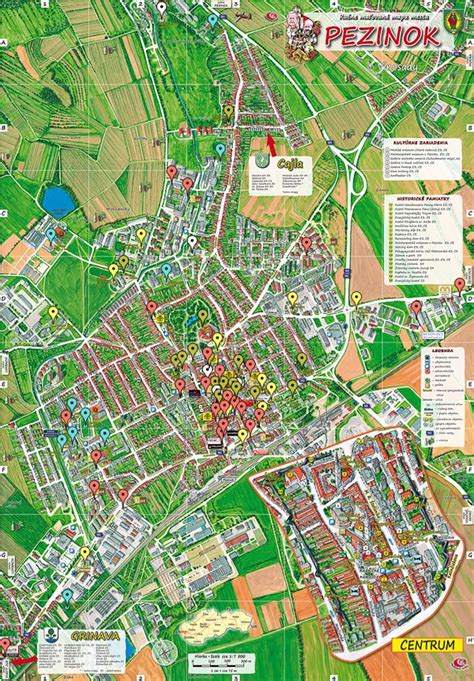 mapa mesta Pezinok s vyznačenou lokalitou salónu krásy