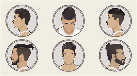 Ukážka rôznych pánskych účesov a úpravy brady