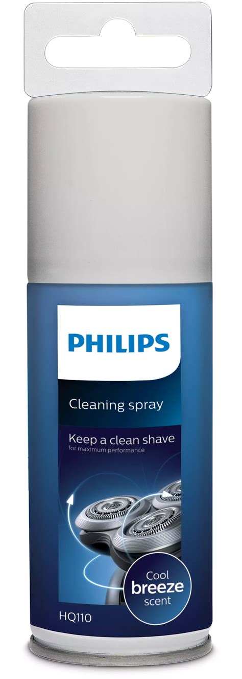 Čistiaci sprej Philips HQ110 pri aplikácii na hlavice