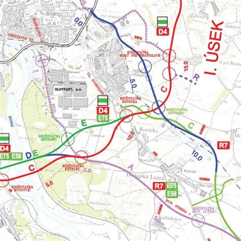 mapa zastávok MHD a prístupových ciest k Tesco Petržalka