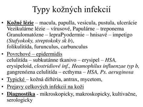 Typy kožných infekcií