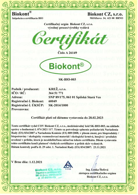 Certifikát BIO kozmetiky