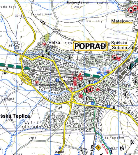 Mapa mesta Poprad s vyznačenými lokalitami kaderníctiev