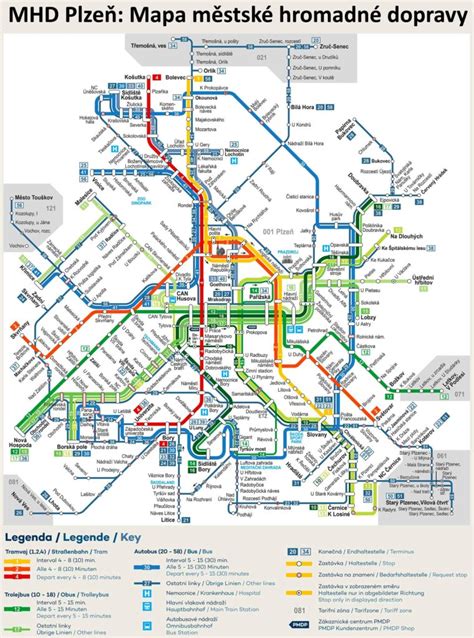 Mapa Čadce s trasami MHD liniek