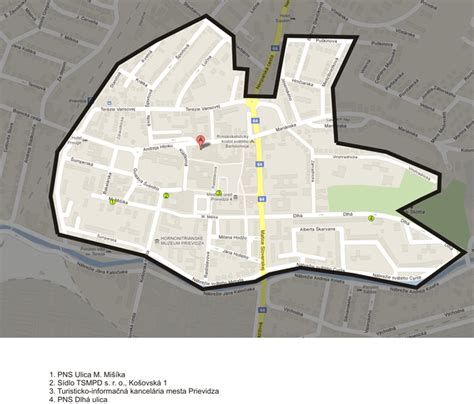 Mapa ulice M. Mišíka s označenými kaderníckymi a kozmetickými salónmi