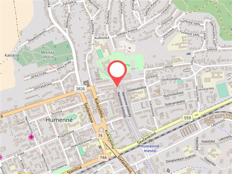 Mapa mesta Humenné s vyznačenými salónmi