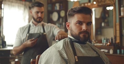 Barber strihajúci muža v barbershope
