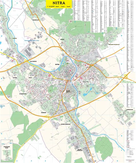 Mapa Nitry s vyznačeným Kaderníctvom Pelikán