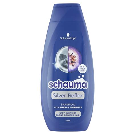 fľaša šampónu Schauma Silver Reflex na svetlých vlasoch
