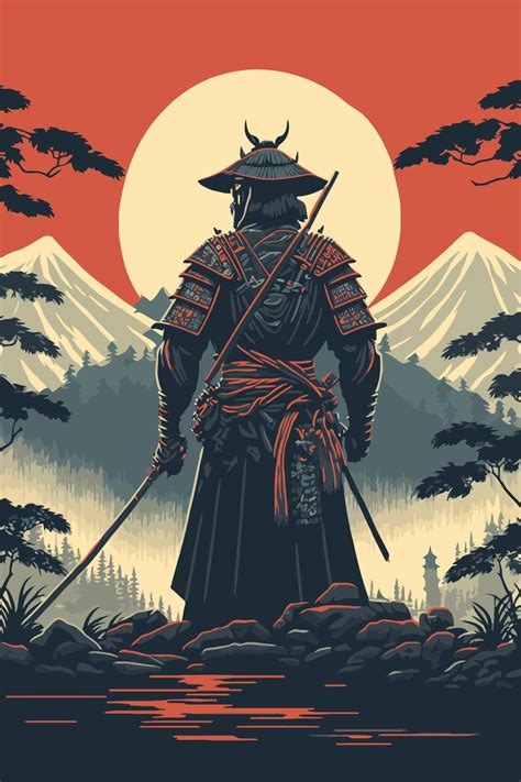 Ilustrácia samuraja s tradičným účesom