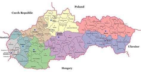 Mapa Slovenska s vyznačenými mestami, kde sa nachádzajú uvedené lekárne