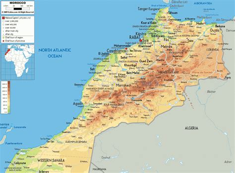Mapa Maroka s vyznačenými oblasťami výskytu arganovníka