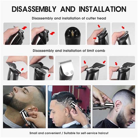 Ilustrácia rôznych náhradných dielov pre strihače vlasov