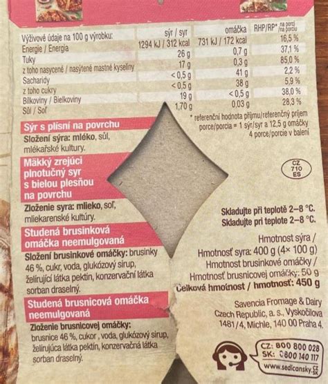 detailné zloženie produktu na obale