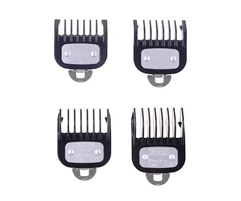 sada rôznych hrebeňových nadstavcov pre profesionálne zastrihávače