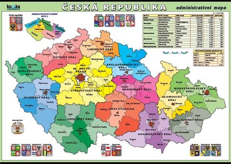 Mapa Českej republiky a Slovenska s vyznačenými regiónmi