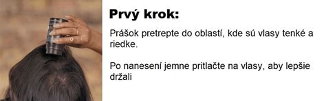 Ukážka aplikácie zahusťovača vlasov na riedke miesta