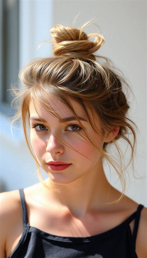 Žena s messy bun drdolom