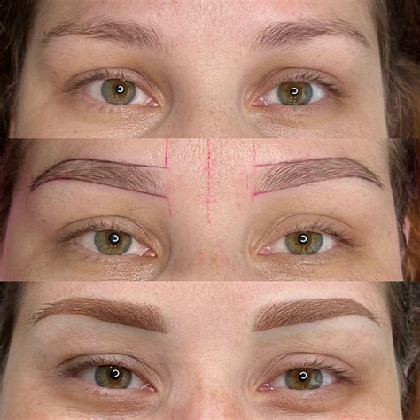 Porovnanie vzhľadu obočia pred a po aplikácii Microbladingu a Powder Brows